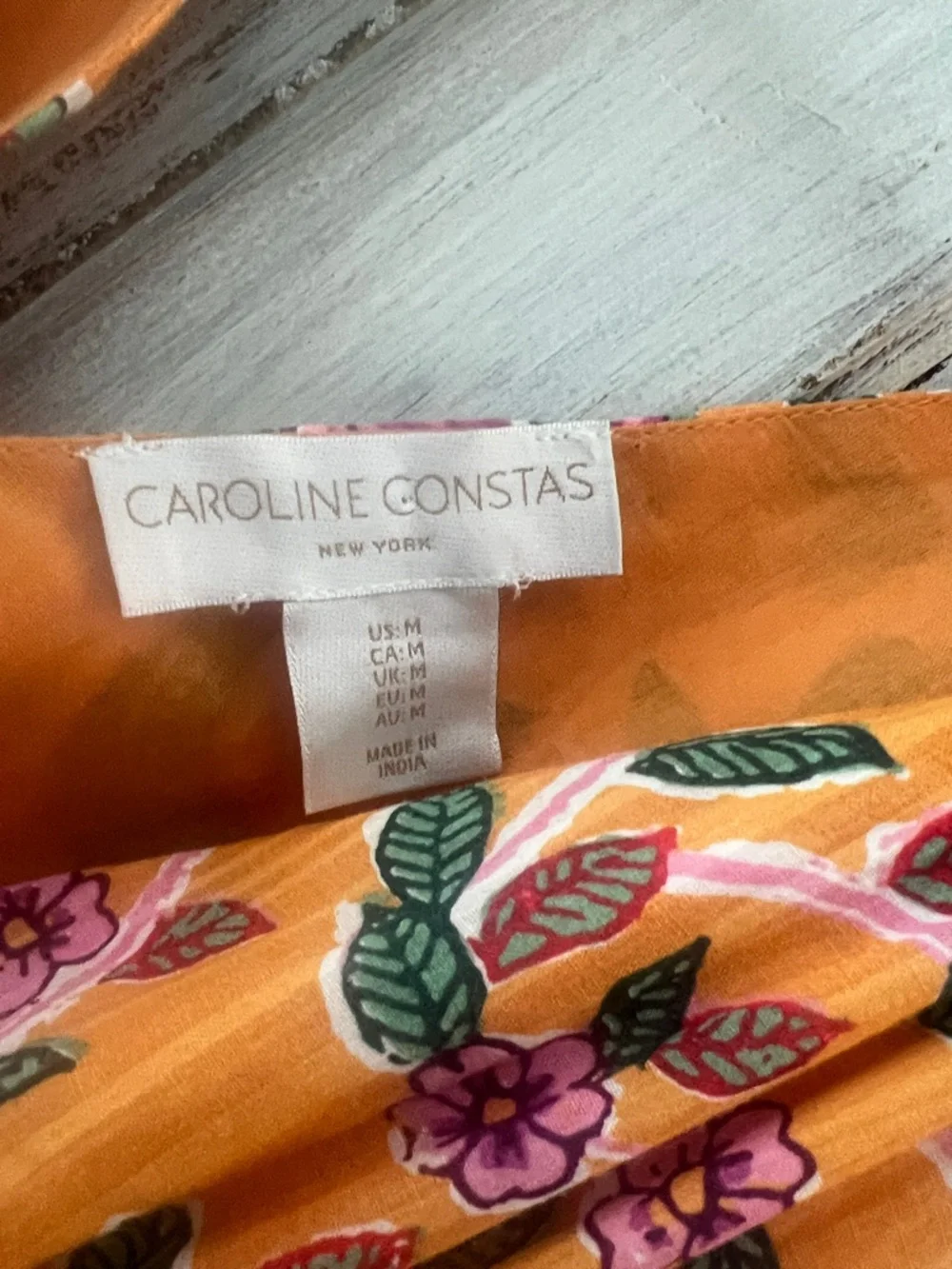 Caroline Constas Orange Maxi Dress with Pink Floral Print - Picture 3 of 6